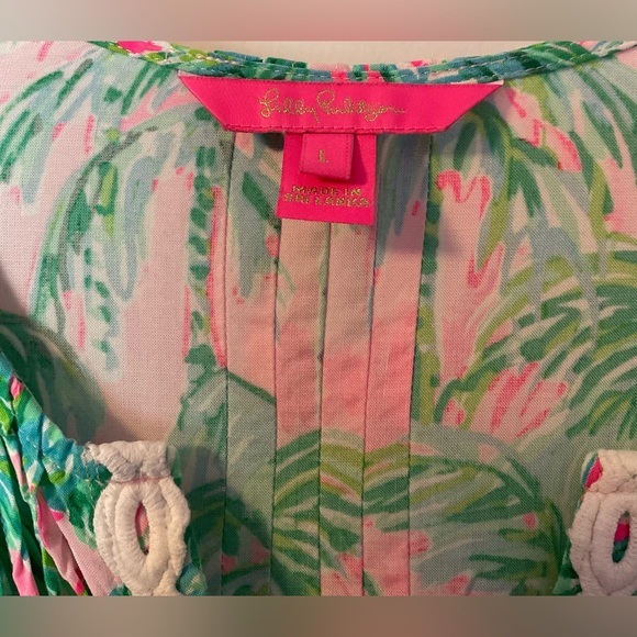 Lilly Pulitzer Pink and Green Palm Print Dress - Picture 2 of 3
